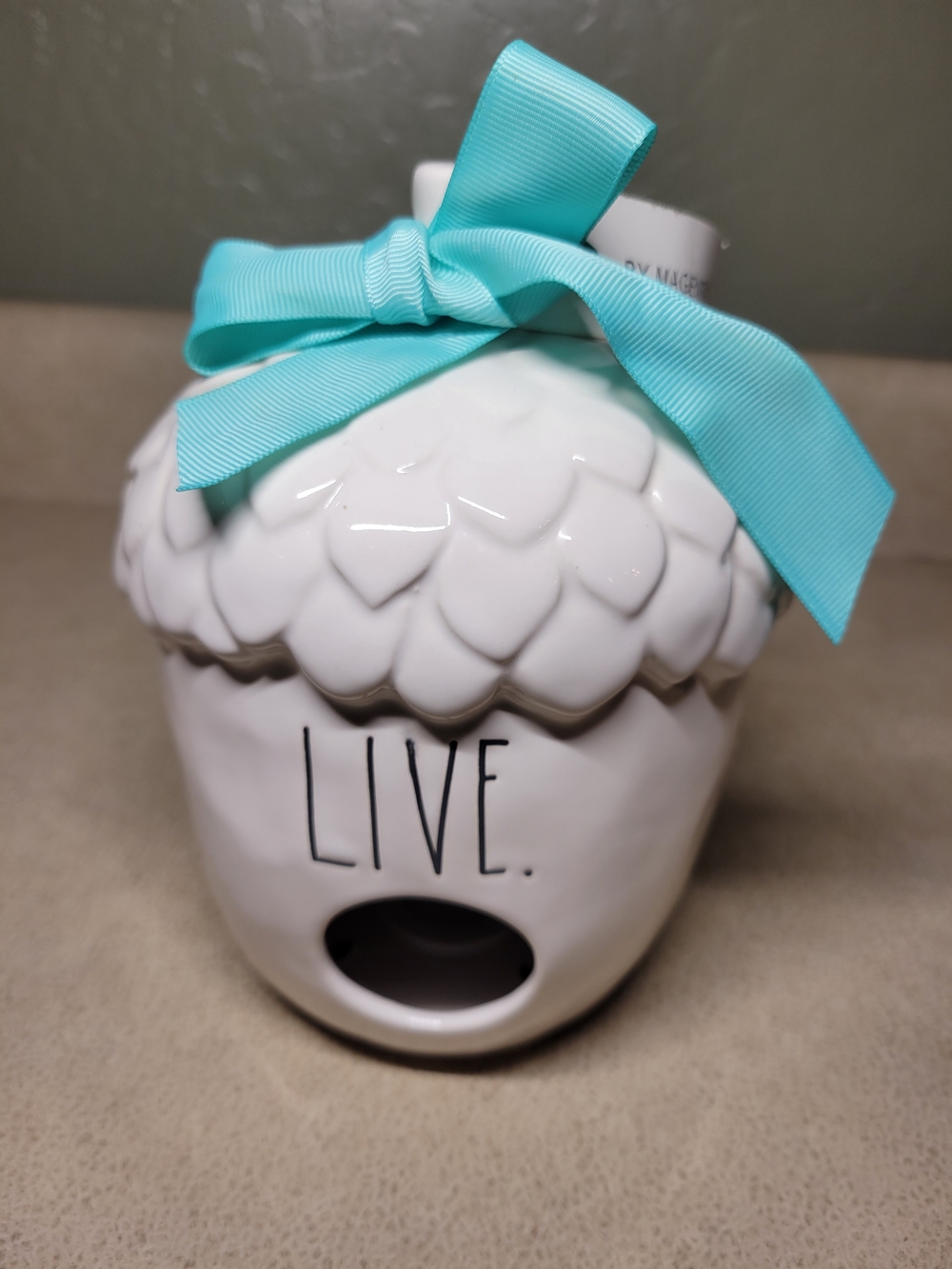 Rae Dunn Artisan Collection by Magenta "LIVE" Ceramic Acorn Birdhouse